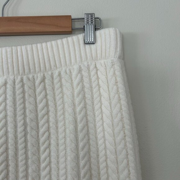 Banana Republic Cream  Cable Knit Midi Skirt With Ribbed Hemline - M - Picture 10 of 11